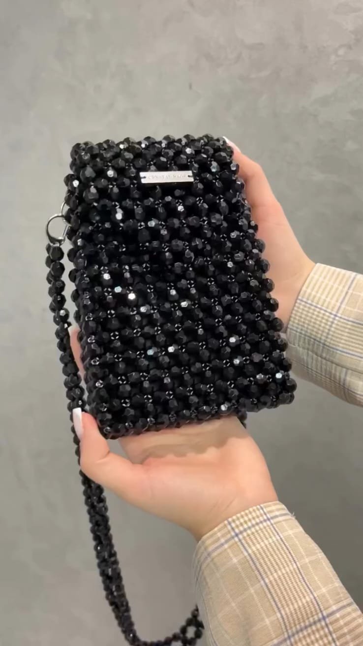 Crystal Black Beads Bag