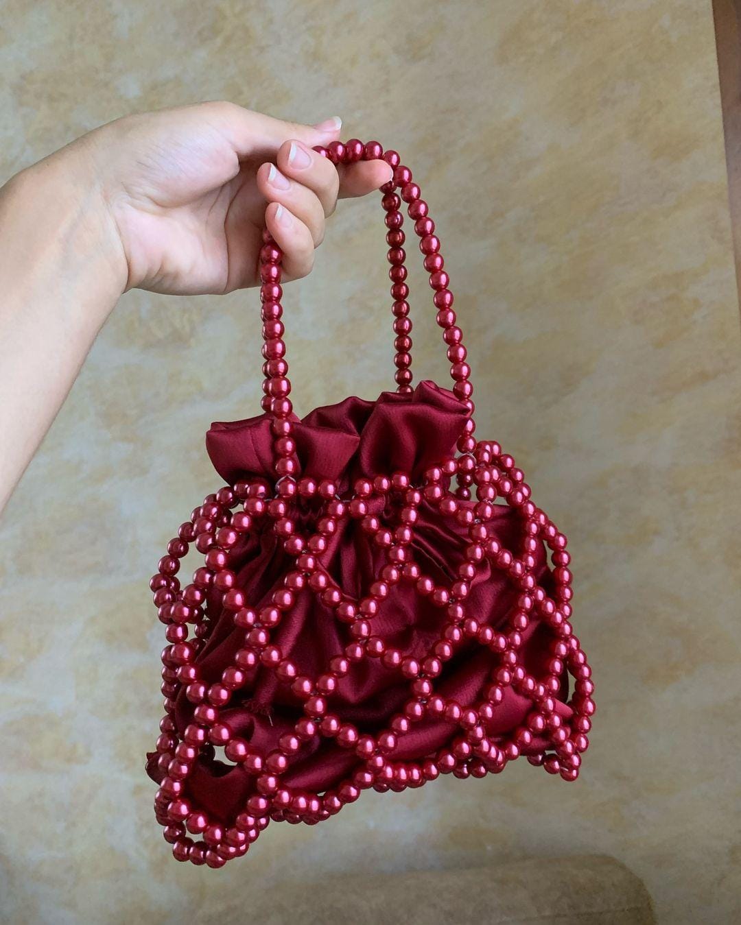 Maroon Beaded Bag