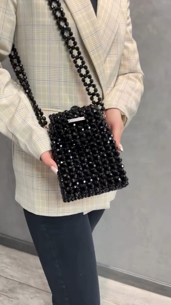 Crystal Black Beads Bag