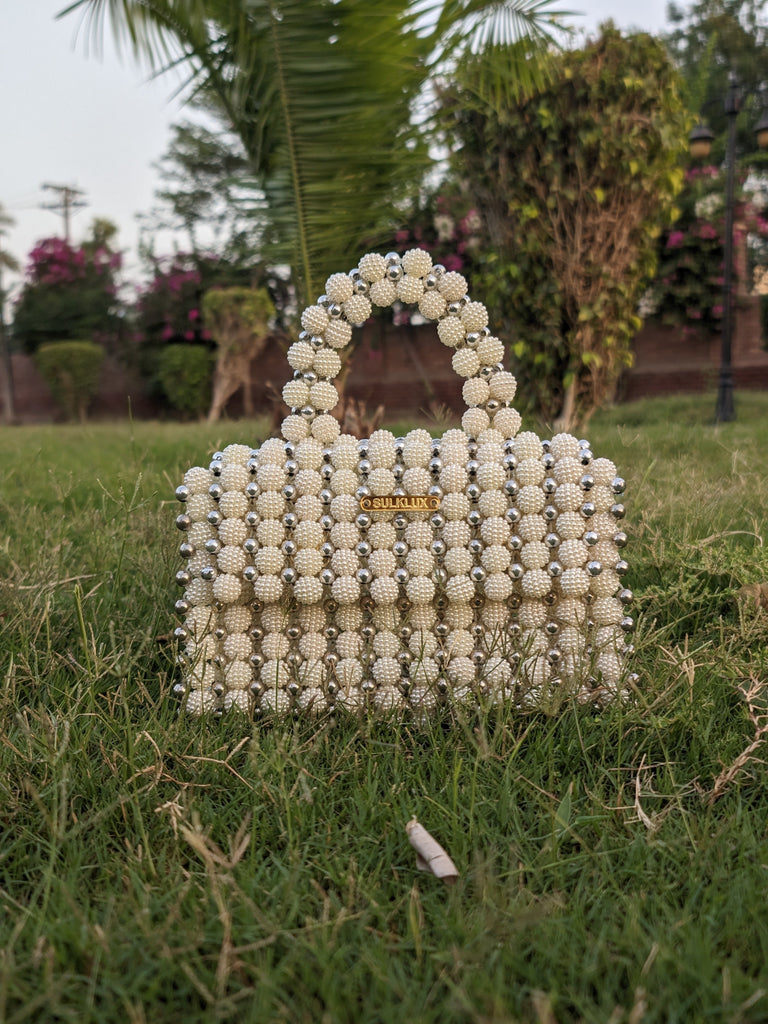 Berry & Chrome Beaded Bag