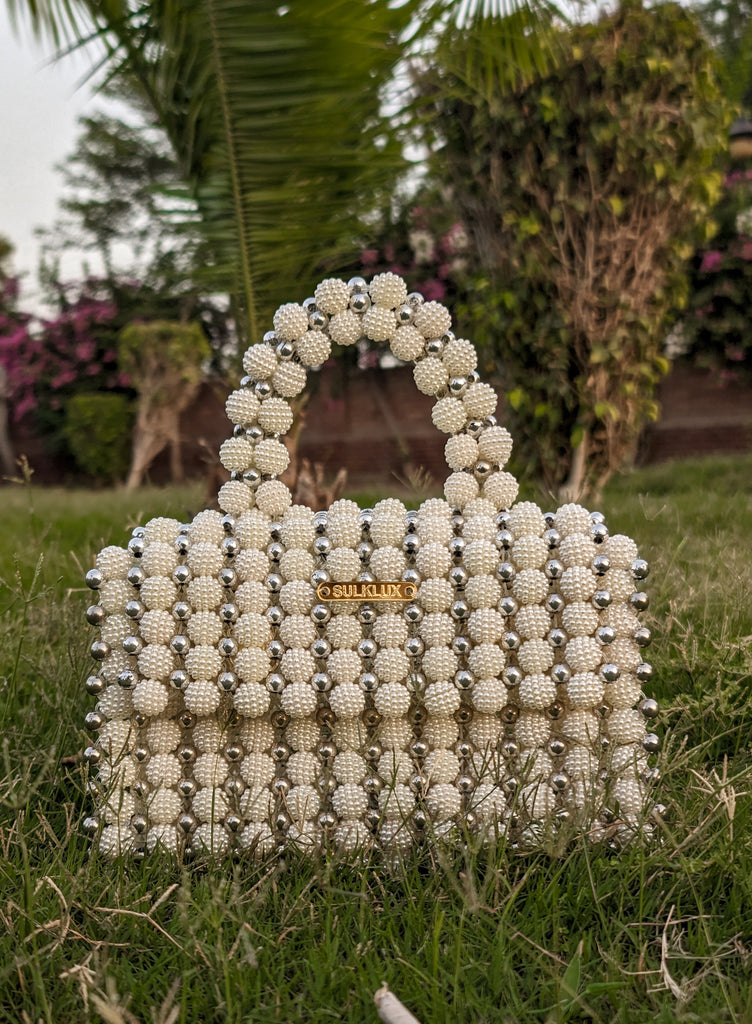 Berry & Chrome Beaded Bag