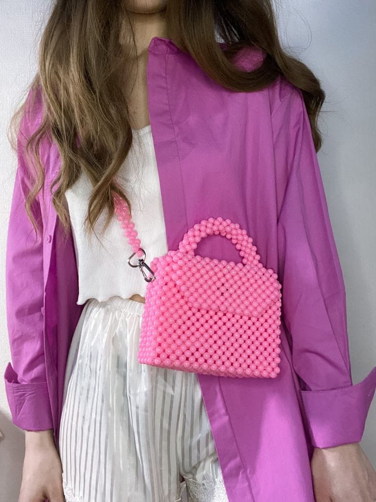 Pink Beaded Handbag