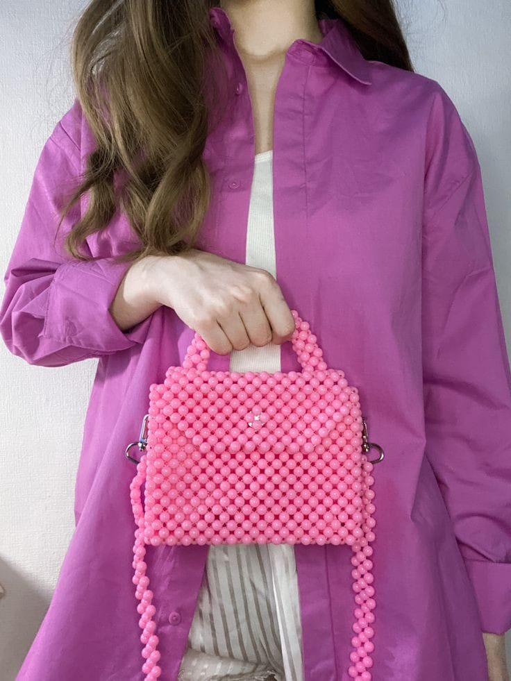 Pink Beaded Handbag