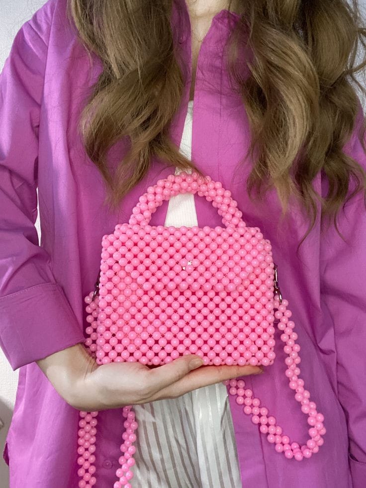 Pink Beaded Handbag