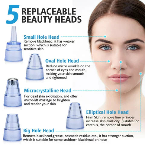 USB-rechargeable skin vacuum for clear pores.